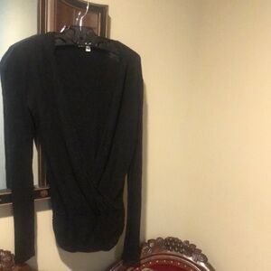CAbi Black Wrap Long Sleeve Top